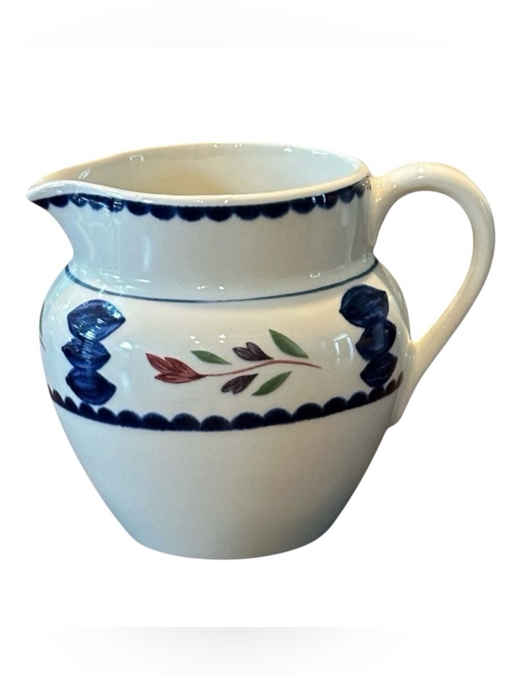 Adams Ceramic Creamer with Blue and Green Floral Motif